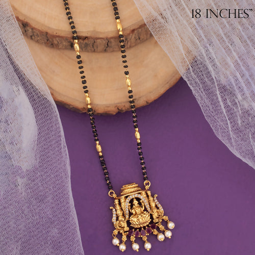 Black Beads with Lakshmi Pendant
