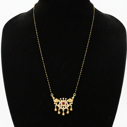 Black Beads Elephant Design Necklace with Traditional Gold Replica Finish