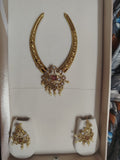 Elegant Peacock Pearl Stone Necklace with pearl and stone detailing