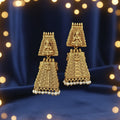 Lakshmi Devi Temple Gopuram Earrings with Pearl Beads Gold Replica Jewellery