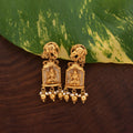 Lakshmi Devi Temple Jhumka Earrings with Pearl Beads Gold Replica Jewellery